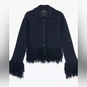 Zara Black Fringe Knit Sweater